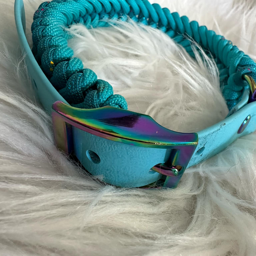 Rainbow mermaid Collar - Double Corded - Size Medium